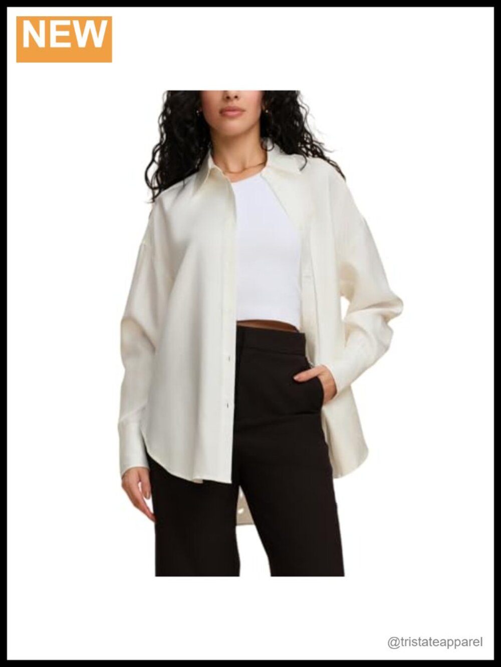 100% Pure Mulberry Silk Long Sleeve Oversized Blouse Button Down Lapel Collar